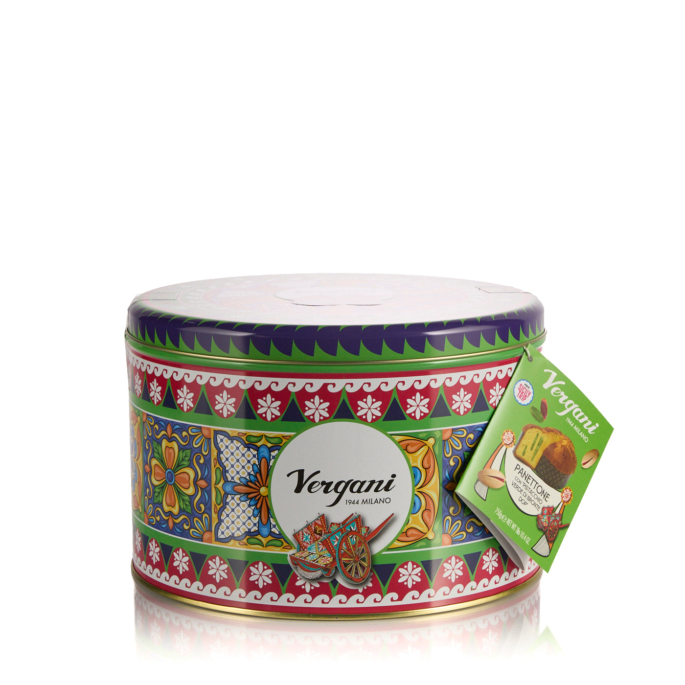 Panettone au Pistache de Bronte 750g Vergani - Boîte métal Sicily Trip