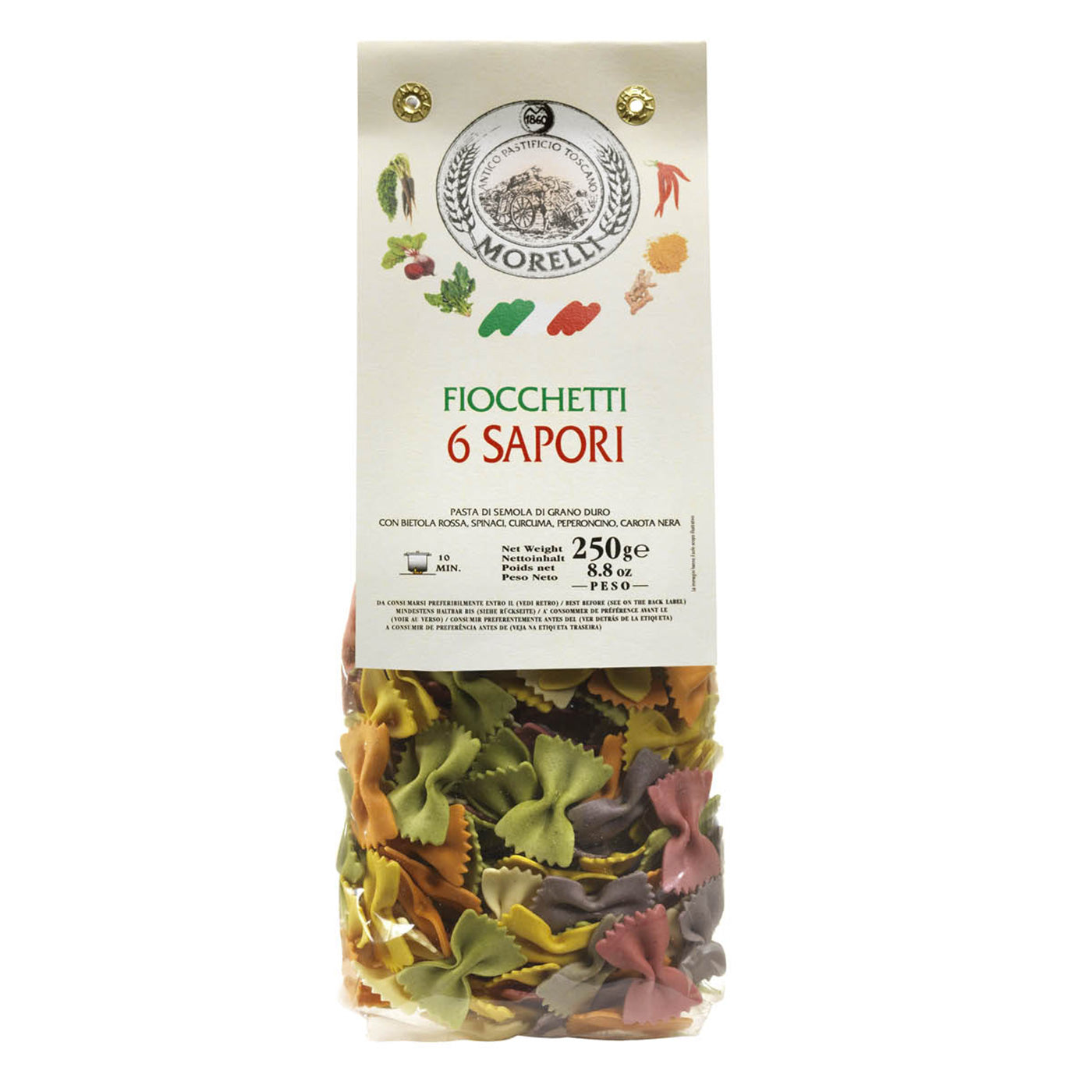 Fiocchetti aux 6 saveurs en semoule de blé dur 250g