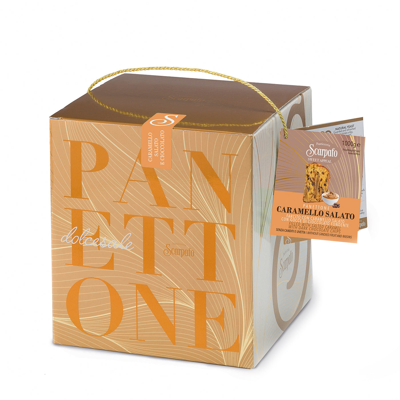Panettone au Caramel Salé et Chocolat 1 kg Scarpato