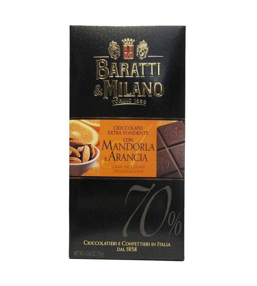 Tablette chocolat noir, orange et amande 75g