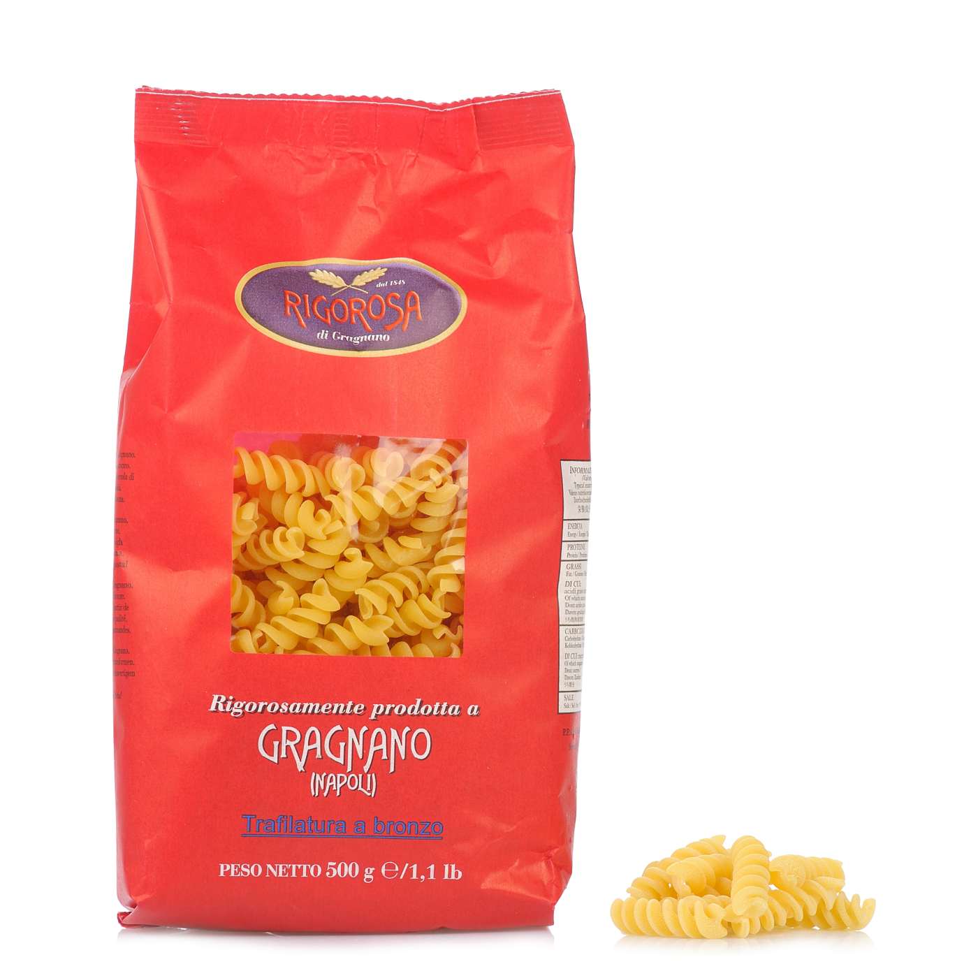 Fusilli courts rigati en blé dur 500g