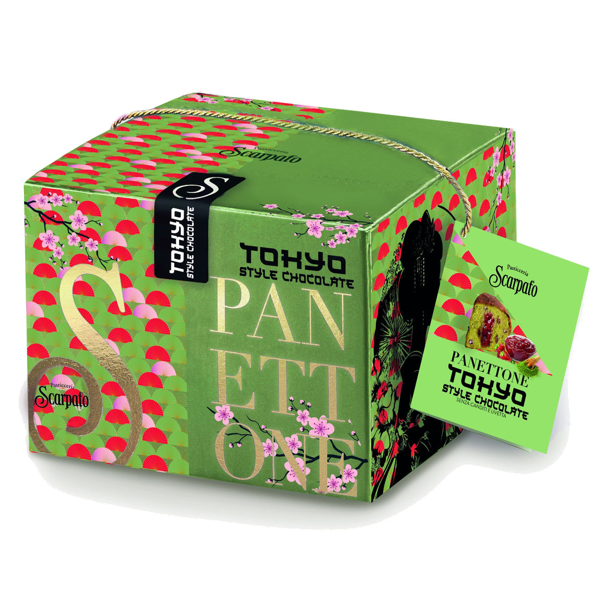 Panettone Tokyo Style Chocolat, Thé Matcha et Fraise 800 g Scarpato