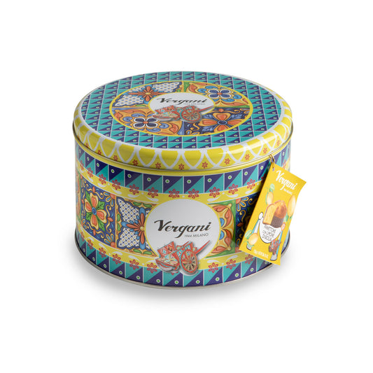 Panettone à la Crème de Citron 750 g Vergani - Boîte en métal Sicily Trip