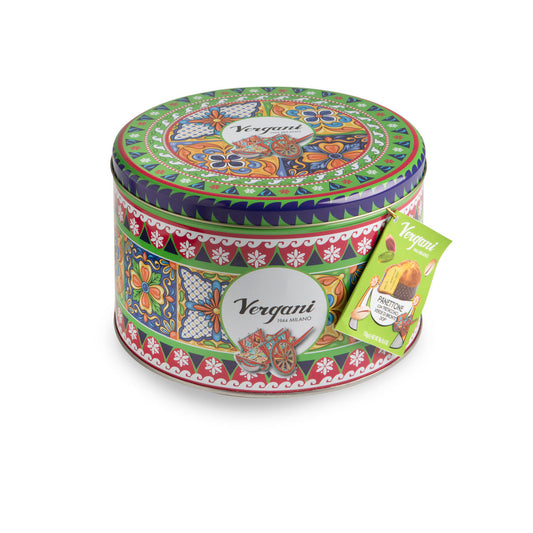 Panettone au Pistache de Bronte 750g Vergani - Boîte métal Sicily Trip