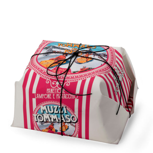 Panettone Pistache, Framboise et Chocolat blanc 1Kg Tommaso Muzzi